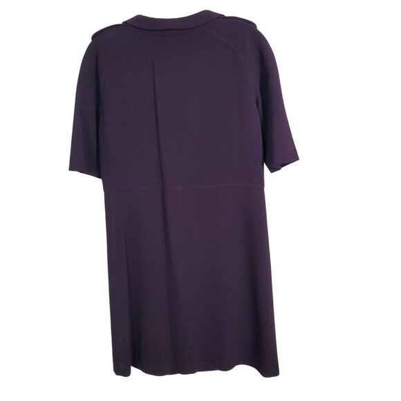 Burberry Size UK 42 US 12 Dress Crepe Wool Sheath Rolled Collar Italy Purple - Picture 3 of 16